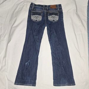 Vintage y2k low rise flare grunge dark wash jewel jeans